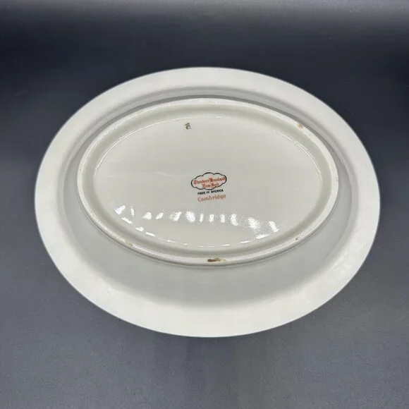 Vintage Oval Vegetable Serving Bowl Theodore Haviland Cambridge Crimson Tree 50s - Picture 3 of 9